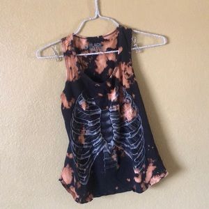 Black Matter bleach dyed brand rib cage racer back tank